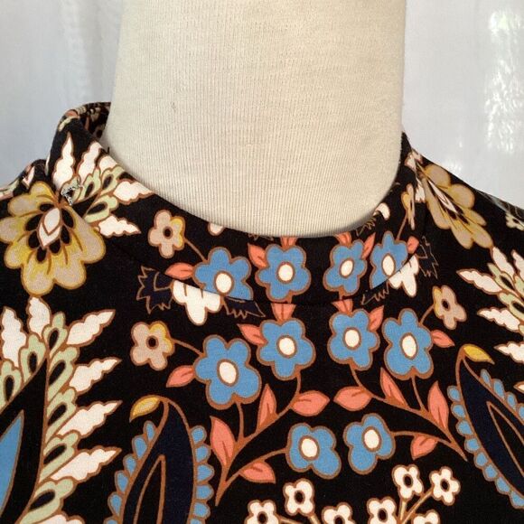 Boden Black Floral Paisley Jersey Knit Dress Women’s 4L Long Sleeve - Picture 8 of 12